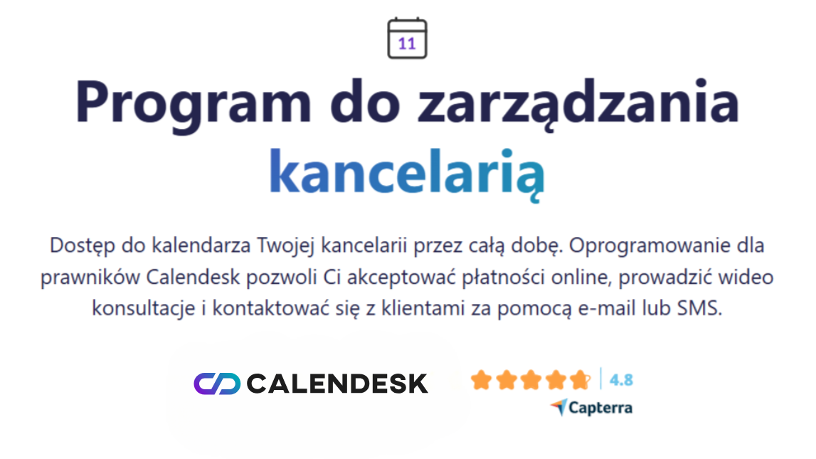 Program do zarządzania kancelarią Calendesk