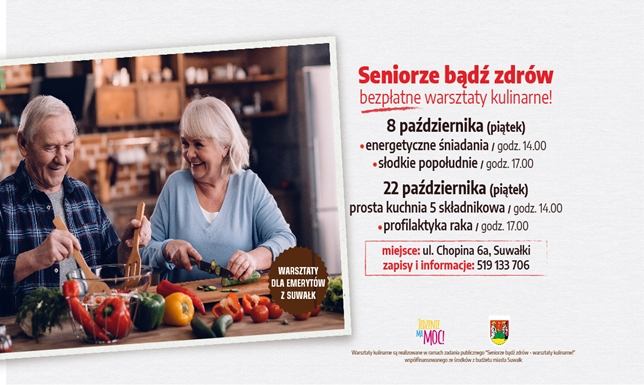 Bezpłatne warsztaty kulinarne dla suwalskich seniorów Fundacja Jedzenie ma moc, warsztaty kulinarne w Suwałkach