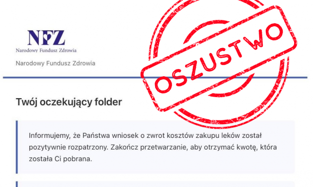 Oszuści znów podszywają się pod Narodowy Fundusz Zdrowia