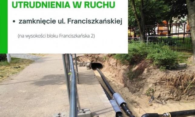 całkowite zamknięcie odcinka ul. Franciszkańskiej w Suwałkach