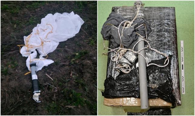 pięć pakunków zawierających papierosową kontrabandę