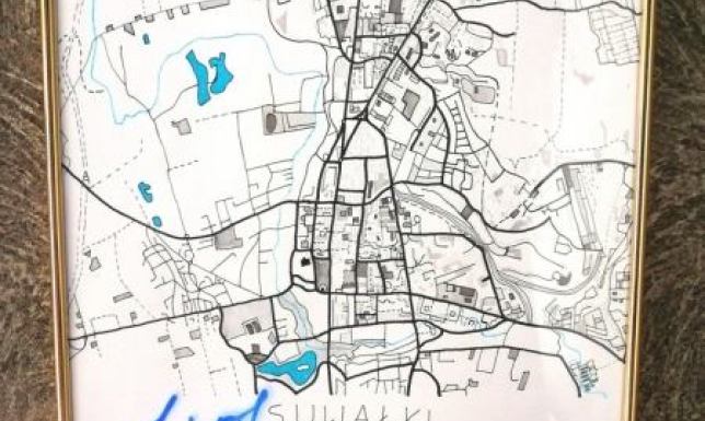 Ostatni dzień licytacji mapy Suwałk Mapa Suwałk z podpisem prezydenta RP