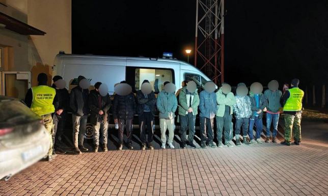 w lesie przy granicy polsko-litewskiej ujawnili 12 cudzoziemców