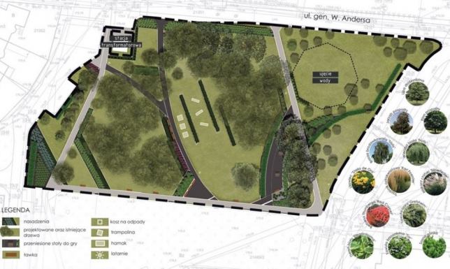 koncepcji budowy parku na ul. A. Putry, gen. W. Andersa i R. Minkiewicza
