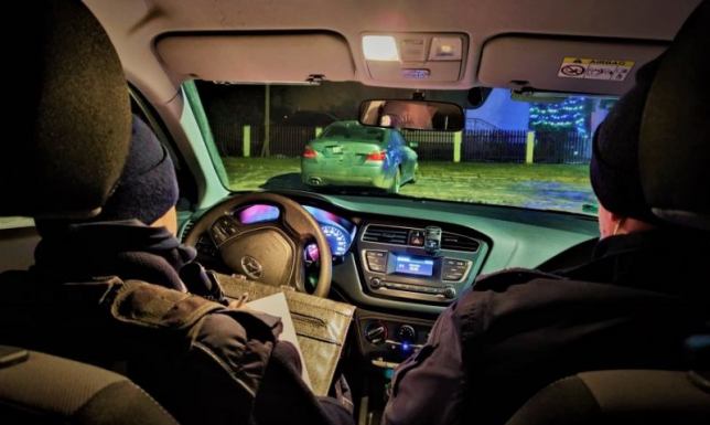 Pożar silnika kontrola drogowa Sejny