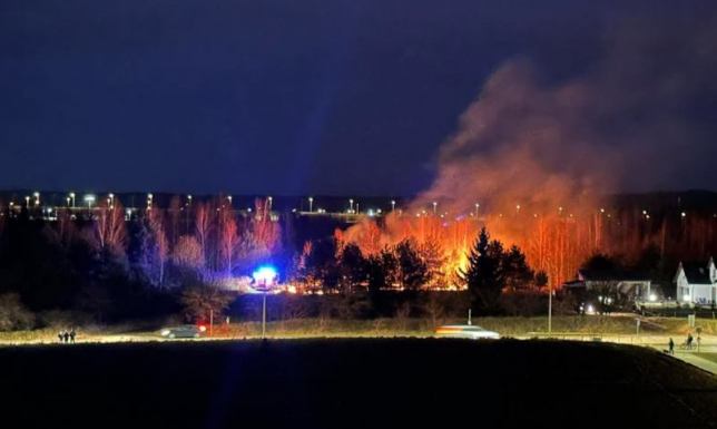 Pożar traw w Suwałkach