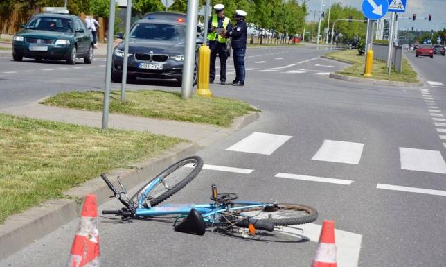 Potrącenie rowerzysty na Reja w Suwałkach