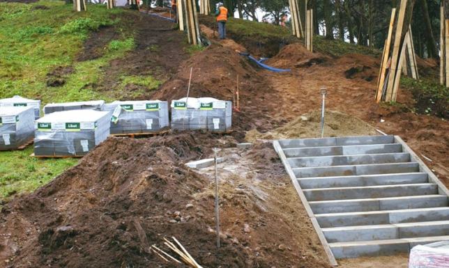 Budowa schodów przy Czarnej Hańczy w Suwałkach