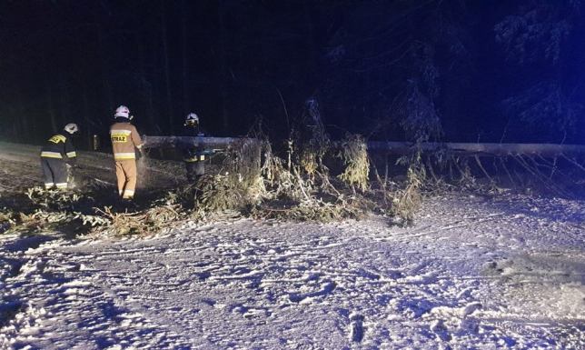 Skutki silnych wiatrów i obfitych opadów śniegu w powiecie suwalskim