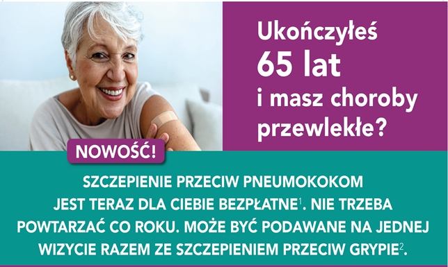 Bezpłatna ochrony przed infekcjami pneumokokowymi dla mieszkańców po 65 r.ż