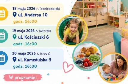 zwiedzanie żłobka, spotkania z kadrą, informacje o rekrutacji