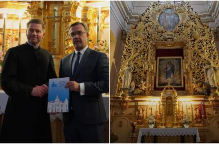 Dwie zabytkowe rzeźby z XVIII-wiecznego ołtarza głównego kościoła